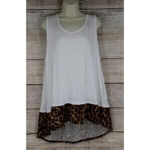 Color Bear Womens Plus Size XL 2XL 3XL Sleeveless Tank Top Gray White Leopard